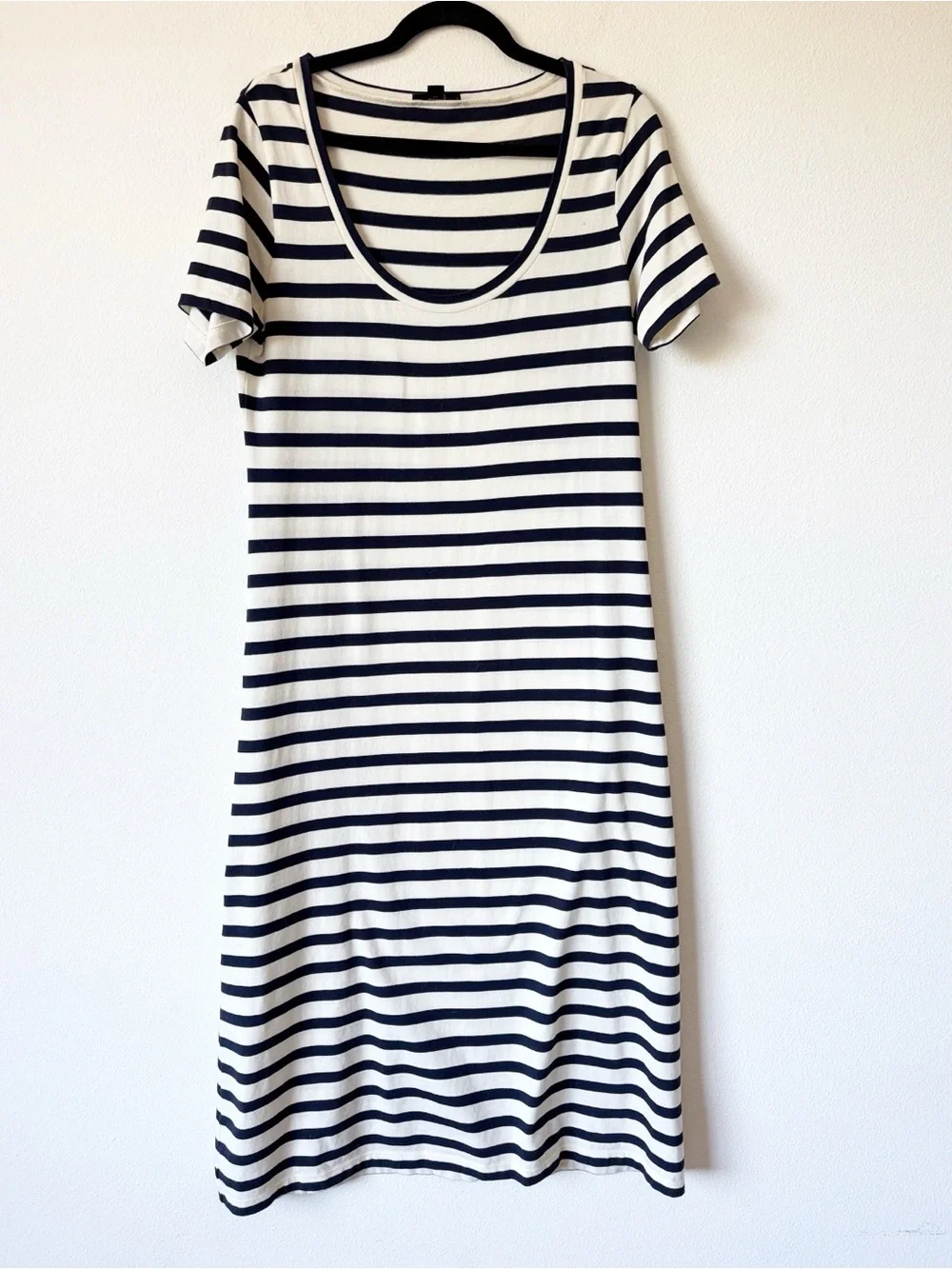 J Crew Striped Short-Sleeve Scoop Neck Dress – Navy and White